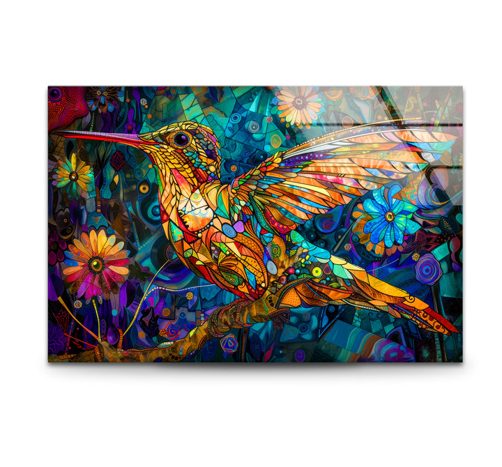 Colored Hummerbird Glass Wall Art glass photo prints, glass picture prints