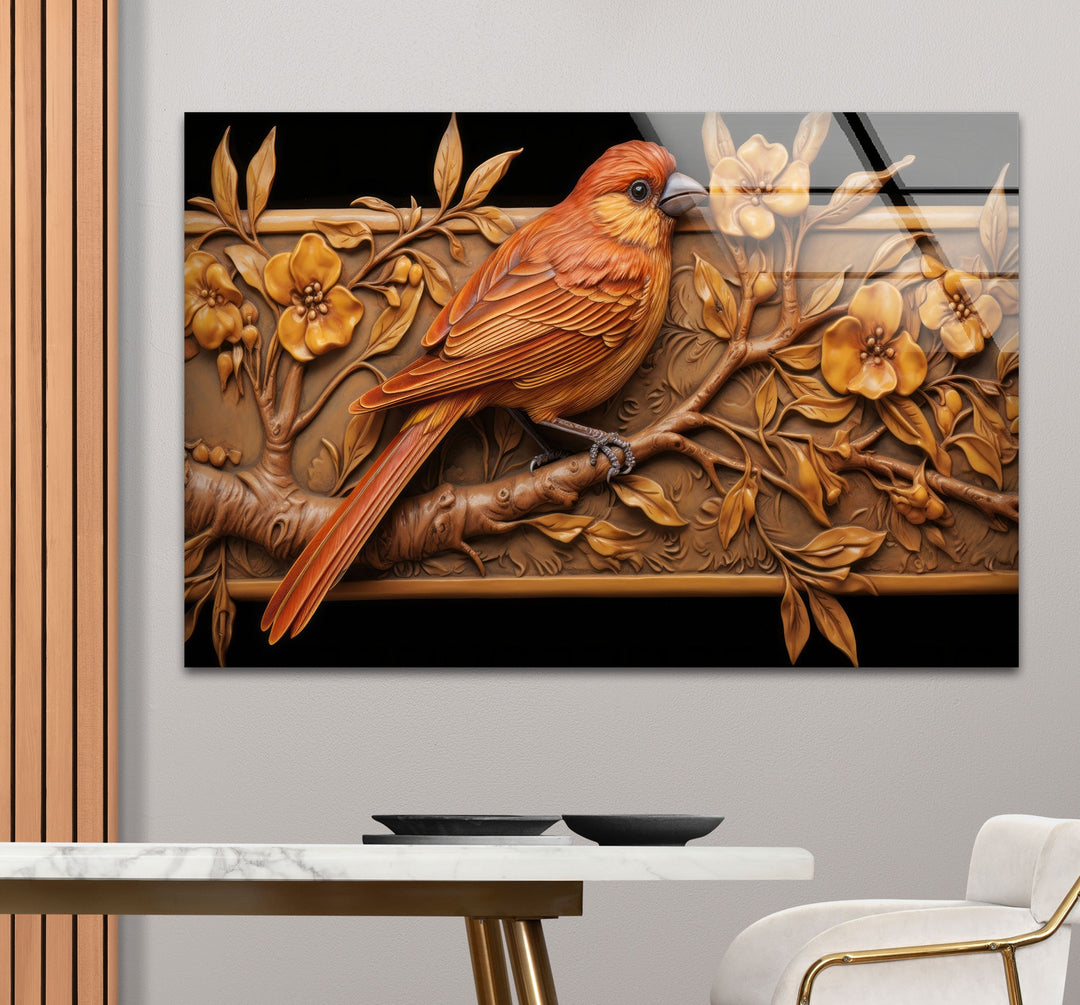 Goldfinch & Flower Glass Wall Art print on glass, glass printed photos
