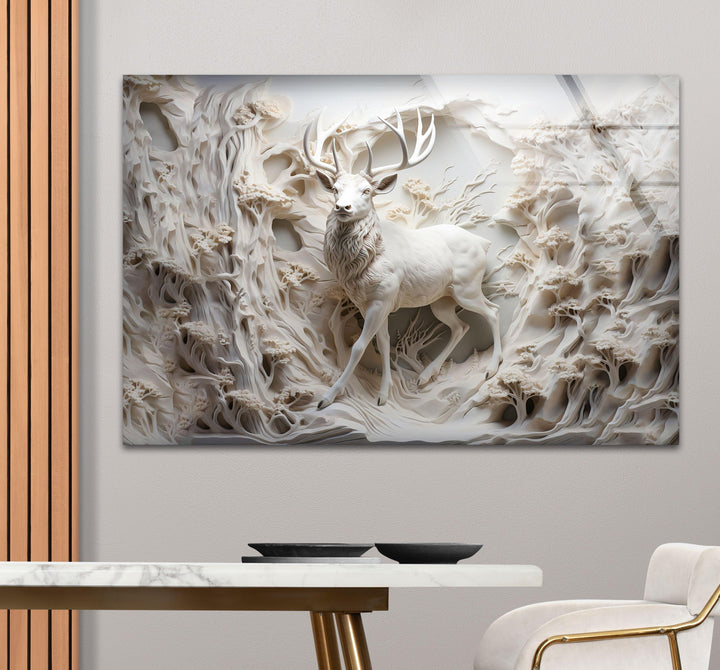 White Deer Glass Wall Art picture on glass wall art, photos printed on glass
