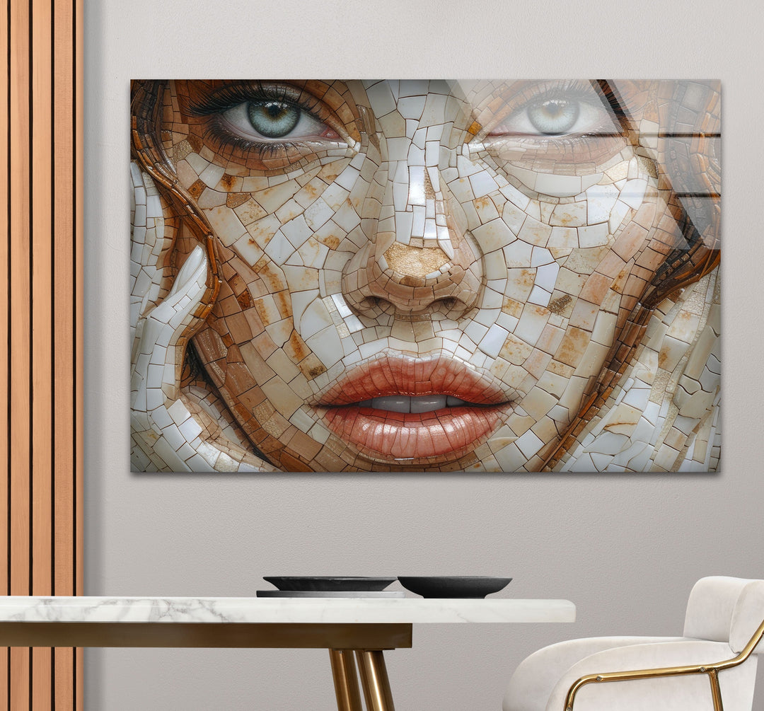 Mosaic Woman Art Glass Wall Art custom glass photo prints, large glass prints
