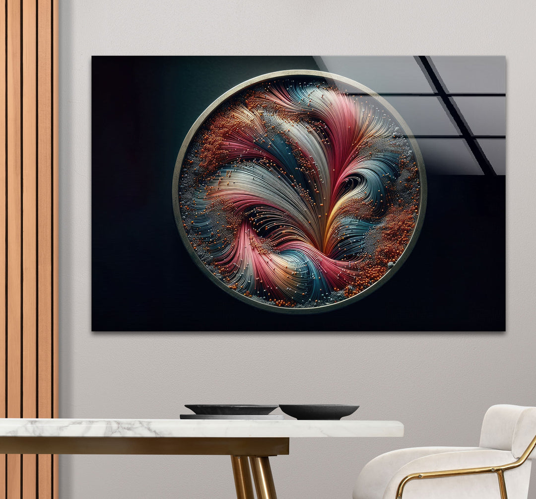 Fractal Pink & Silver Abstract Glass Wall Art print on glass, glass printed photos
