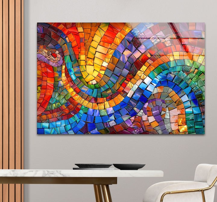 Circle Design Colored Stones Glass Wall Art custom glass pictures, glass art prints
