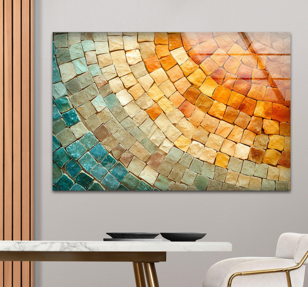 Orange & Beige Stones Glass Wall Art custom glass pictures, glass art prints
