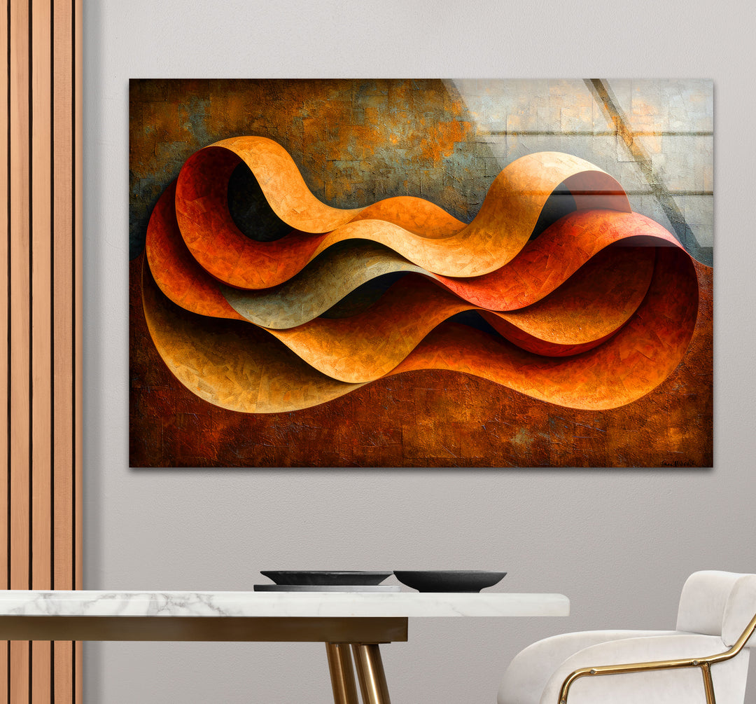 Abstract Orange Horizons Glass Wall Art glass image printing, glass prints from photos