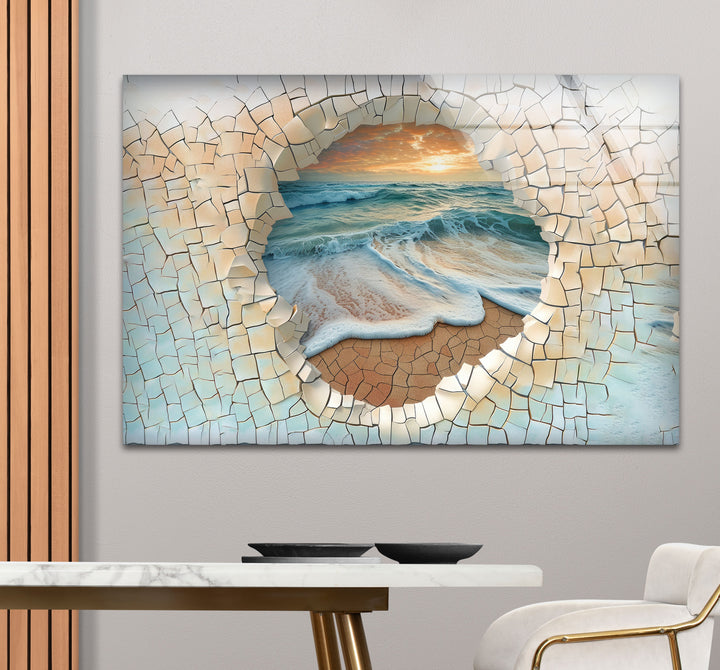 Cracked Stones & Ocean Glass Wall Art glass image printing, glass prints from photos
