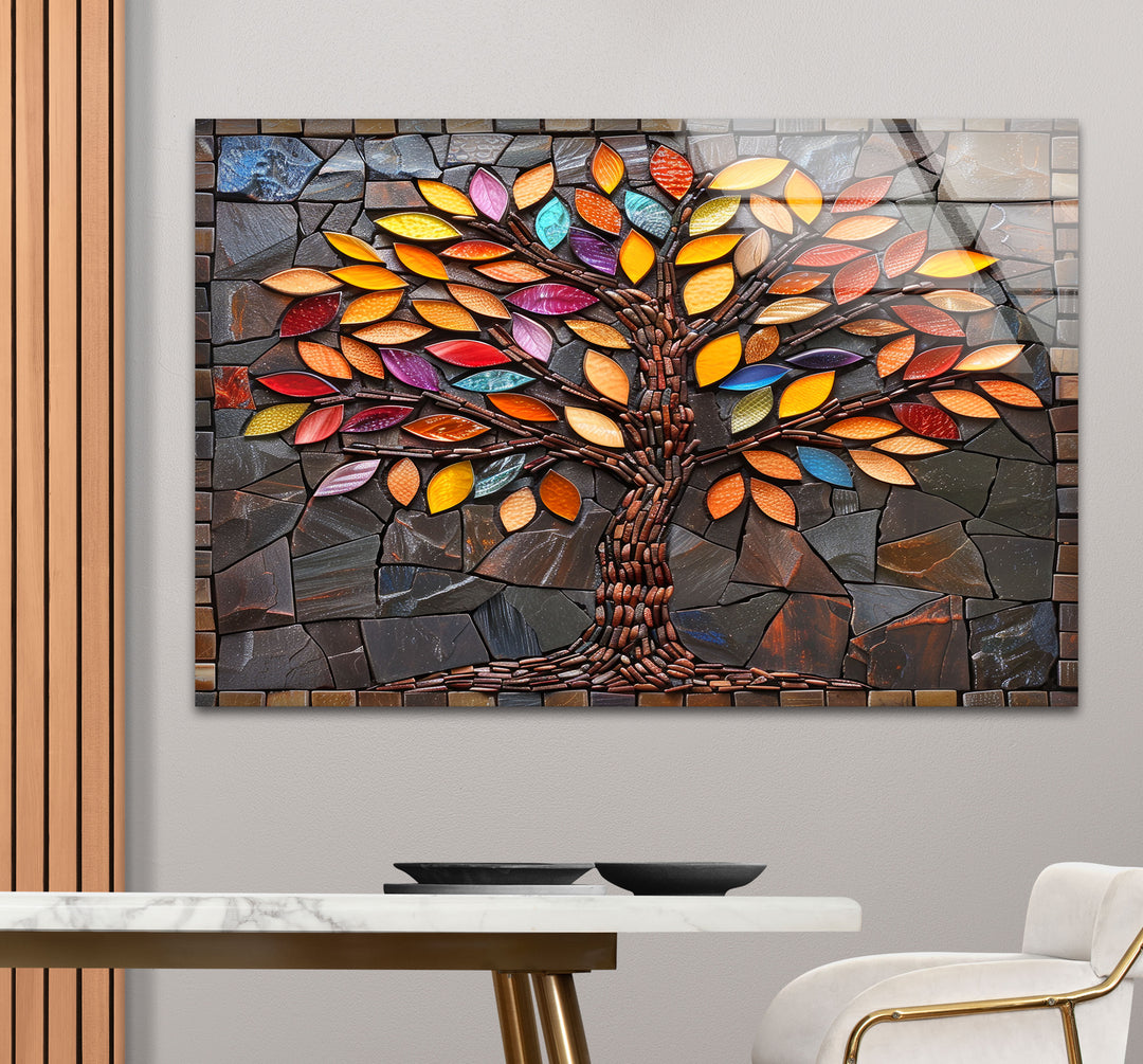 Colored Stained Tree Glass Wall Art art glass wall art, glass wall art pictures