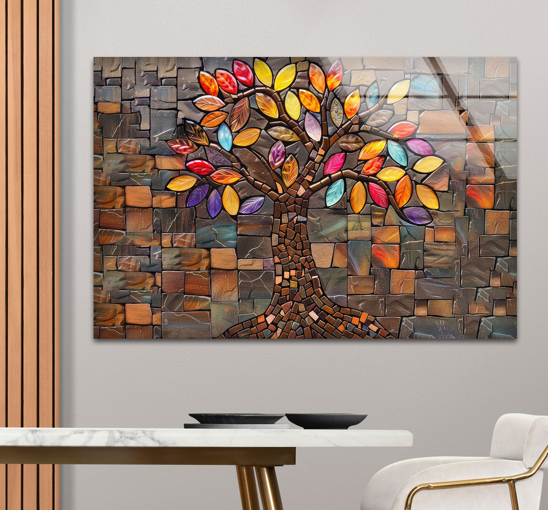 Mosaic Life of Tree Glass Wall Art large glass photo prints, glass wall photos