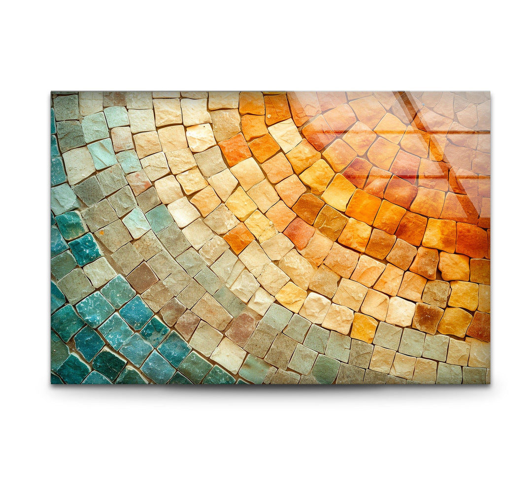 Orange & Beige Stones Glass Wall Art glass pictures for Wall, glass prints wall art
