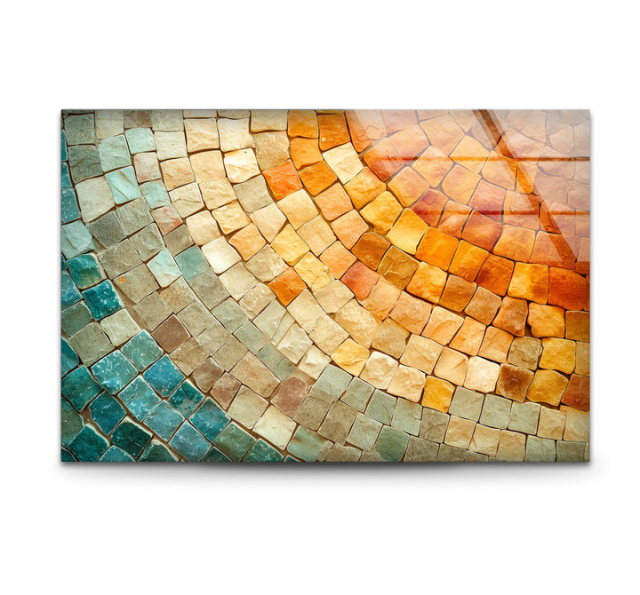 Orange & Beige Stones Glass Wall Art glass pictures for Wall, glass prints wall art
