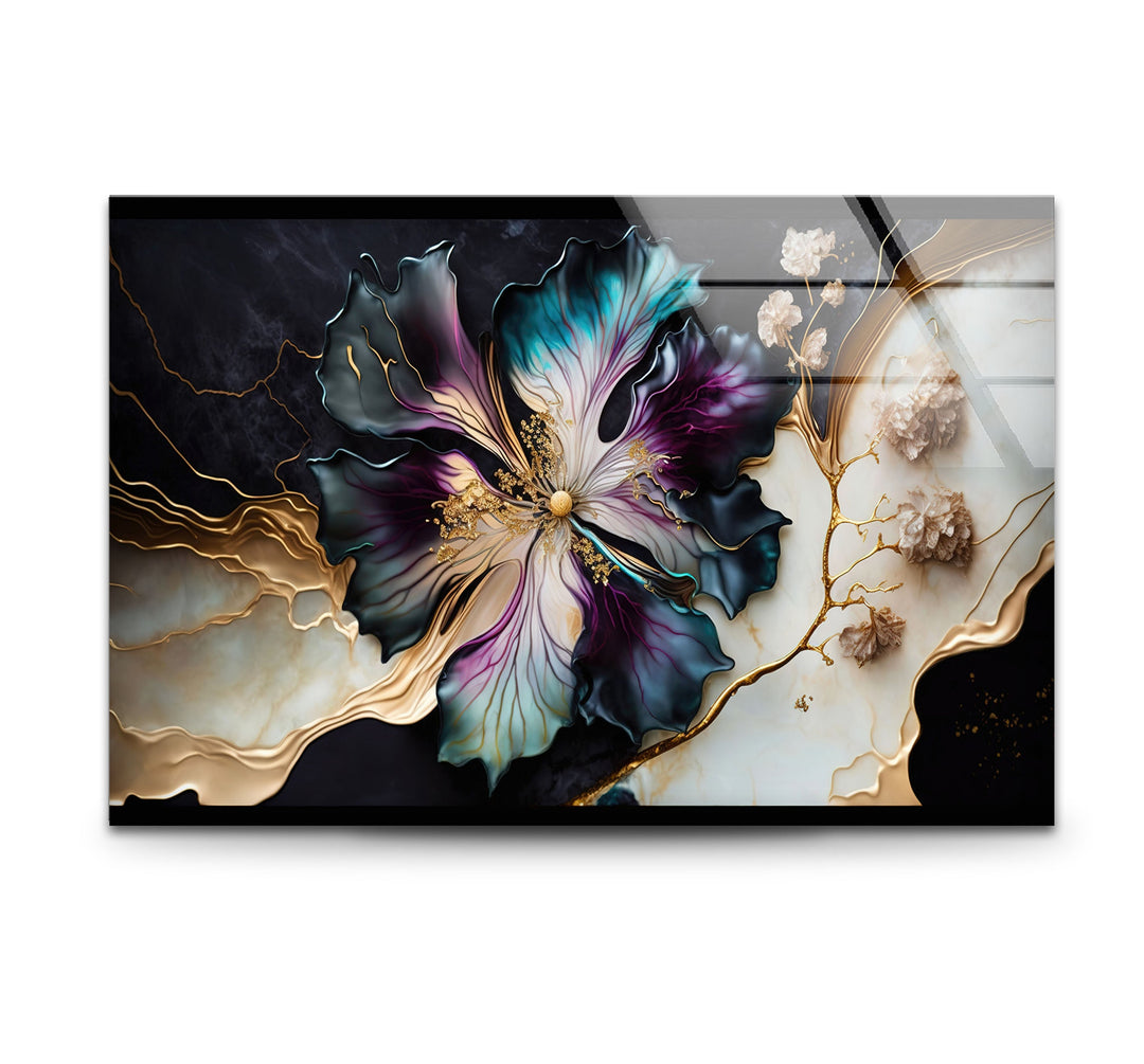 Marble Design Flower Glass Wall Art glass pictures for Wall, glass prints wall art
