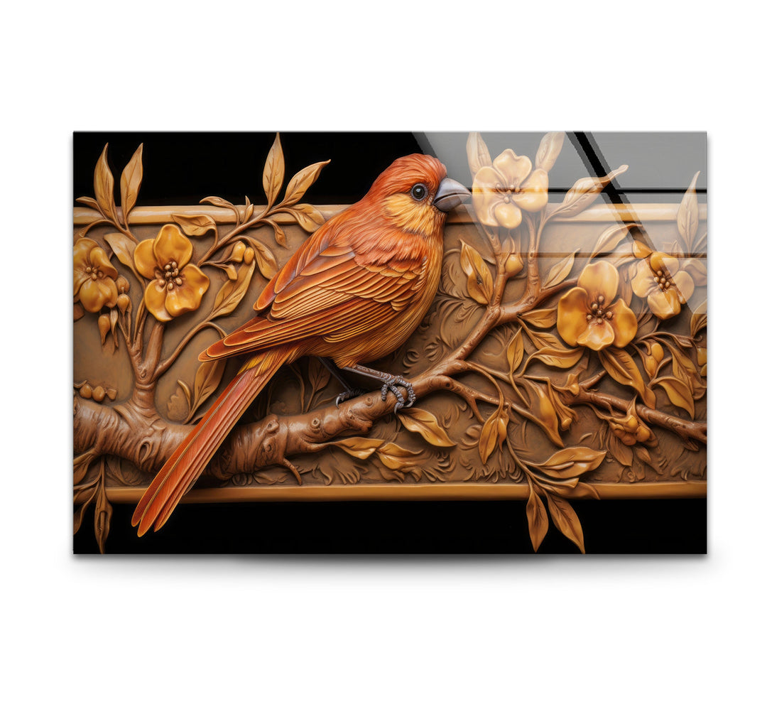 Goldfinch & Flower Glass Wall Art picture on glass wall art, photos printed on glass
