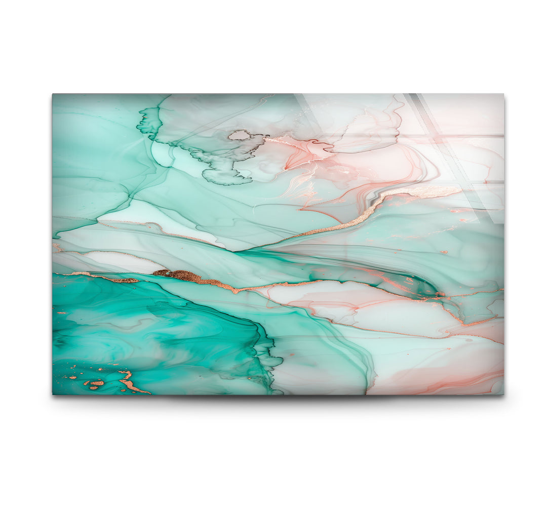 Blue Marble Ink Abstract Glass Wall Art print on glass, glass printed photos