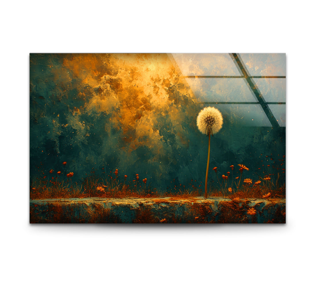 Abstract Dandelion Glass Wall Art custom glass photo prints, large glass prints