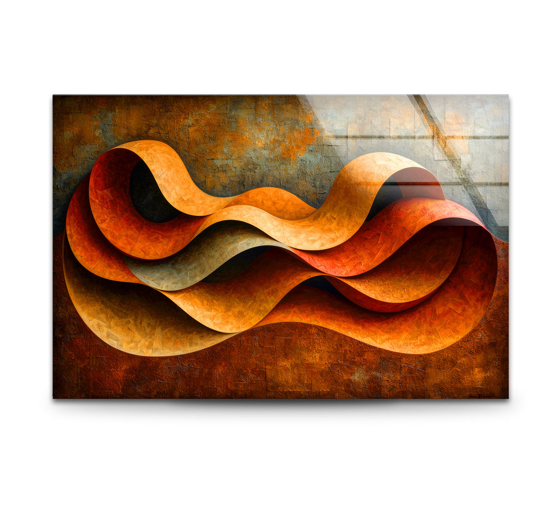 Abstract Orange Horizons Glass Wall Art picture on glass wall art, photos printed on glass