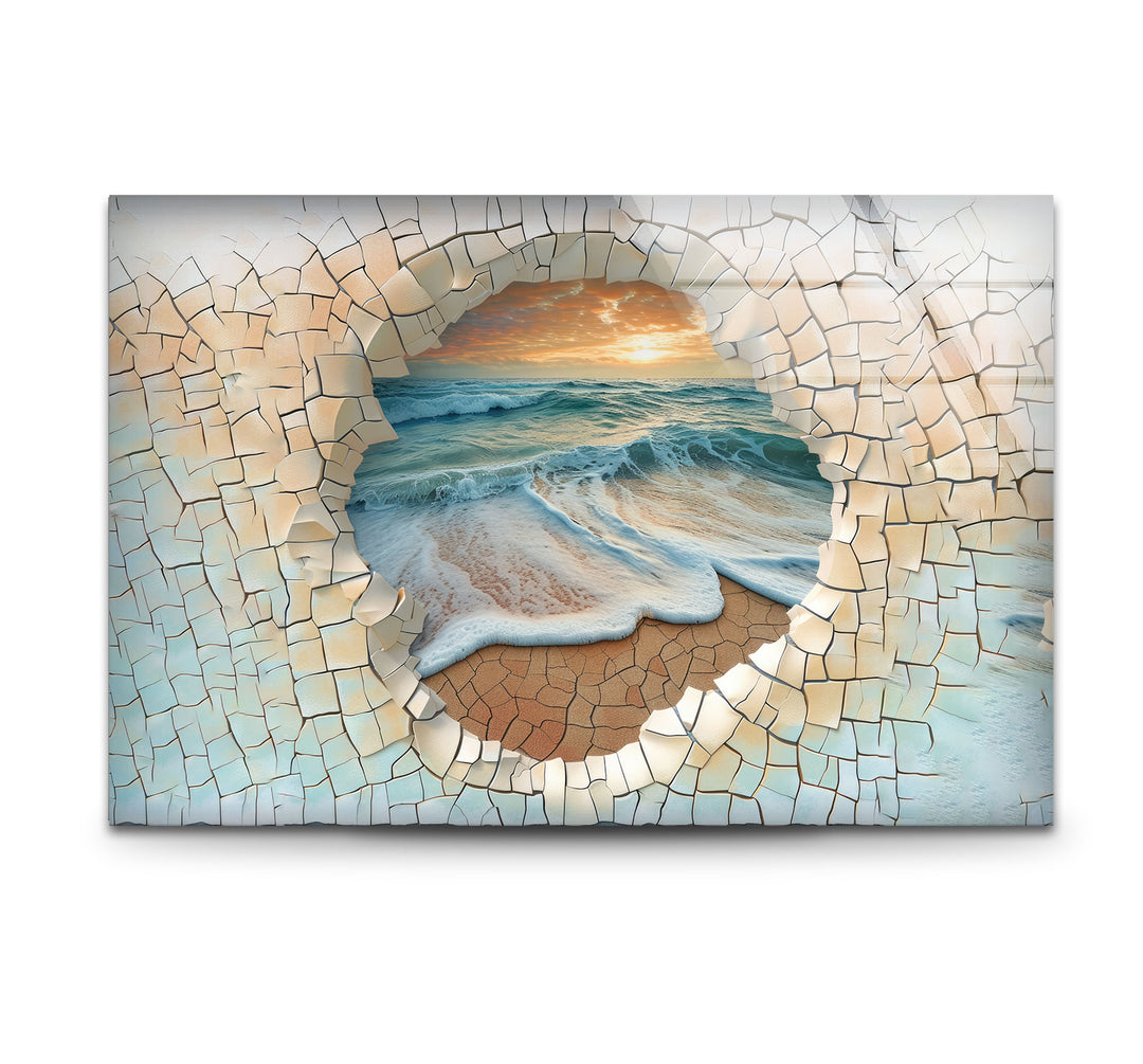 Cracked Stones & Ocean Glass Wall Art glass wall decor, glass wall art decor
