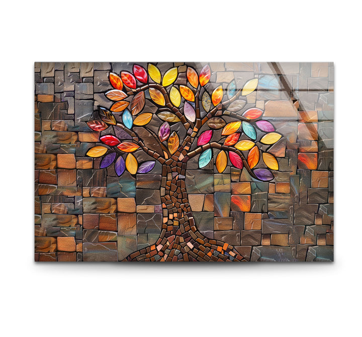 Mosaic Life of Tree Glass Wall Art glass photo prints, glass picture prints