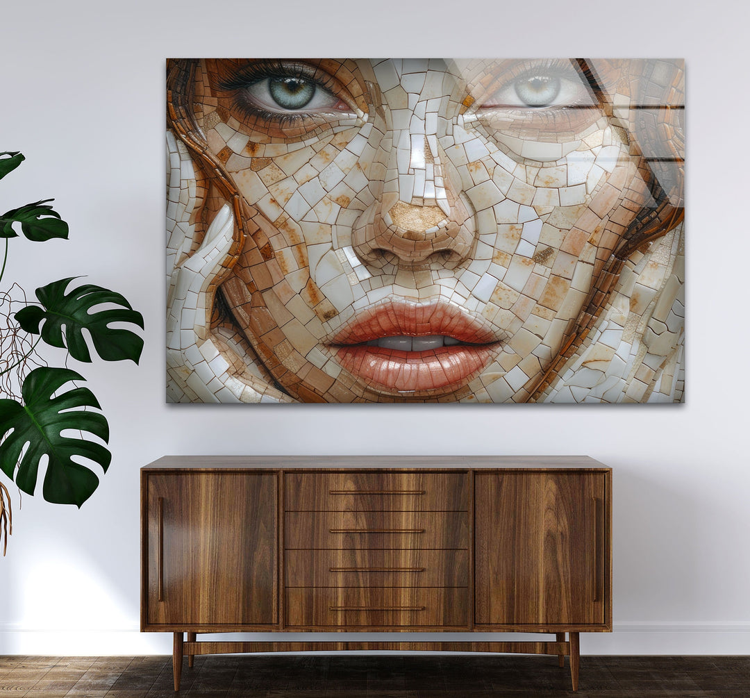 Mosaic Woman Art Glass Wall Art glass pictures for Wall, glass prints wall art
