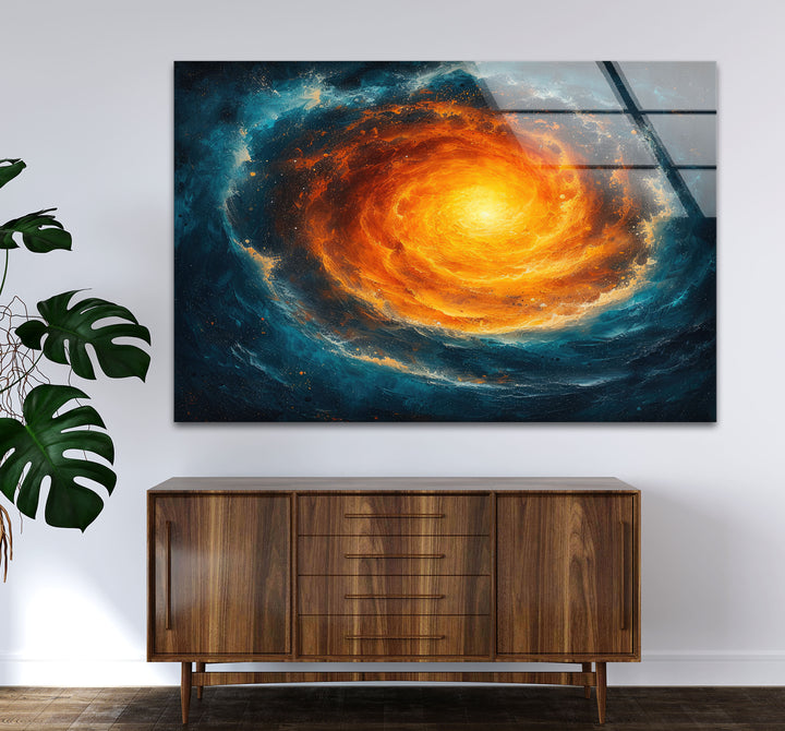 Spiral Galaxy Abstract Glass Wall Art