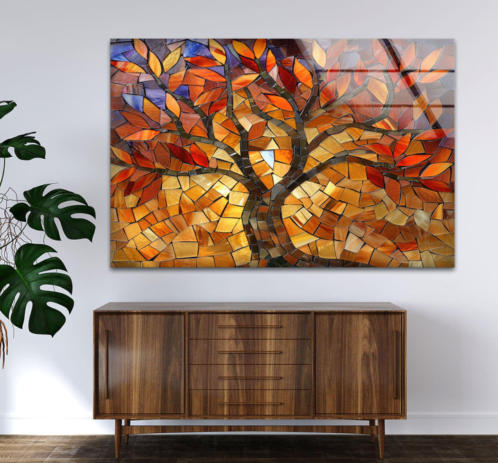 Mosaic Tree of Life Glass Wall Art Glass Printing Wall Art, Print photos on glass