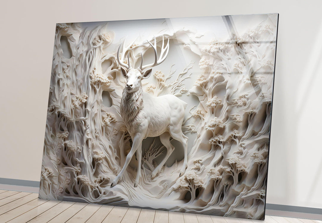 White Deer Glass Wall Art glass pictures for Wall, glass prints wall art
