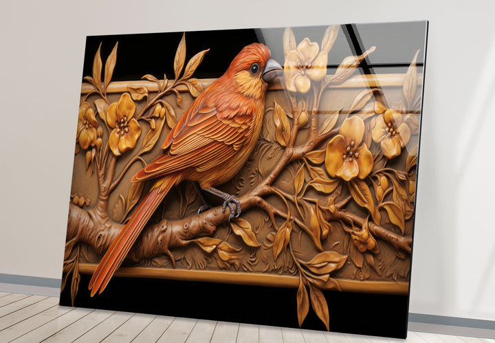 Goldfinch & Flower Glass Wall Art custom glass pictures, glass art prints
