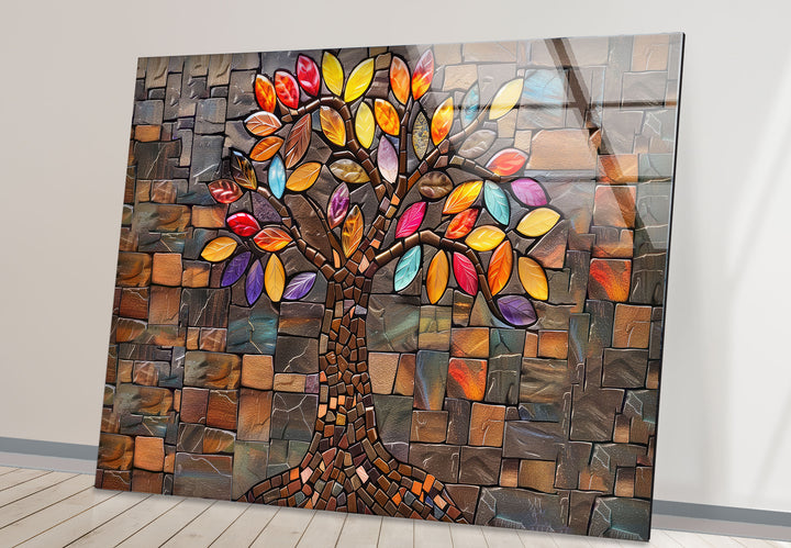 Mosaic Life of Tree Glass Wall Art Glass Printing Wall Art, Print photos on glass