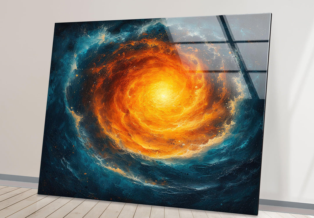 Spiral Galaxy Abstract Glass Wall Art