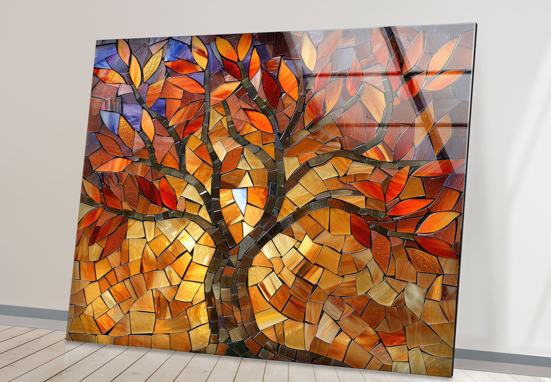 Mosaic Tree of Life Glass Wall Art print picture on glass, Tempered Glass Wall Art