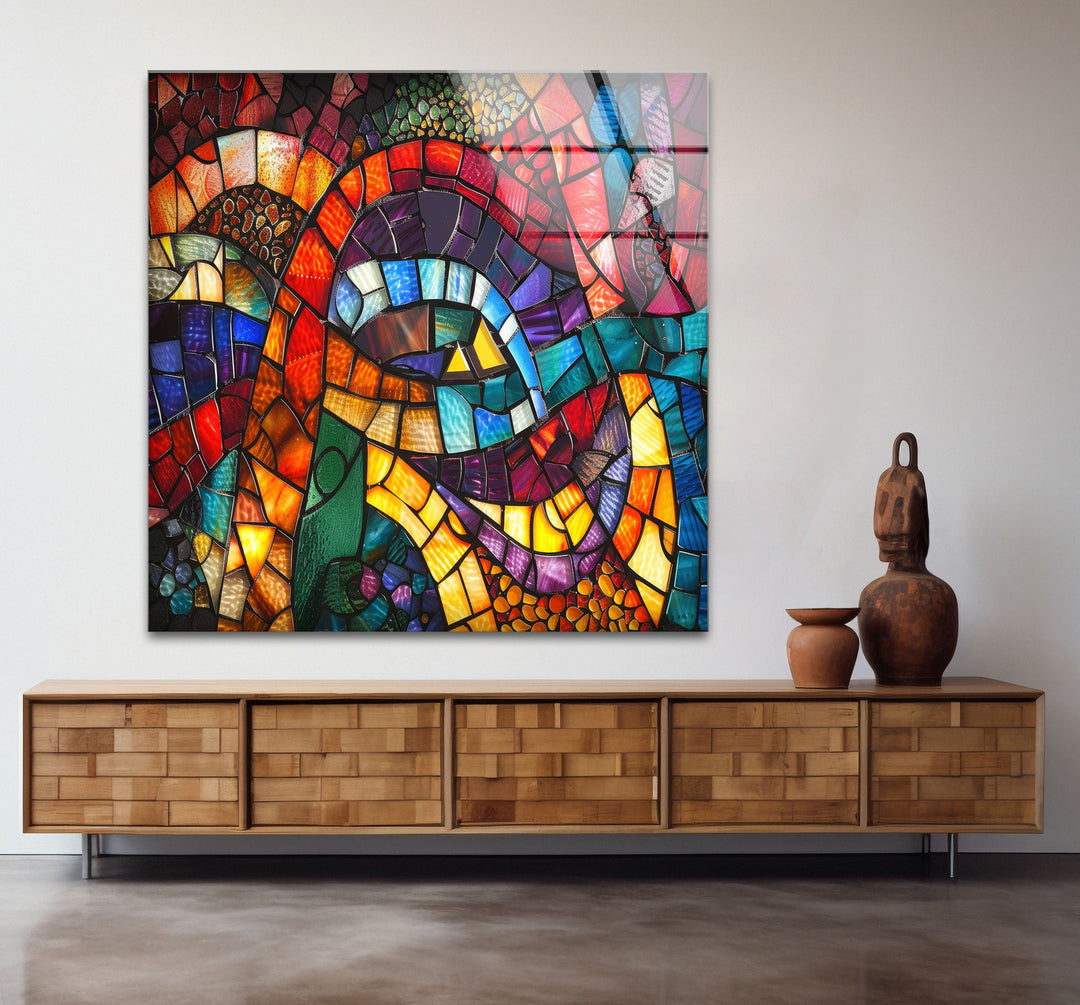 Colored Stained Designed Glass Wall Art Glass Printing Wall Art, Print photos on glass
