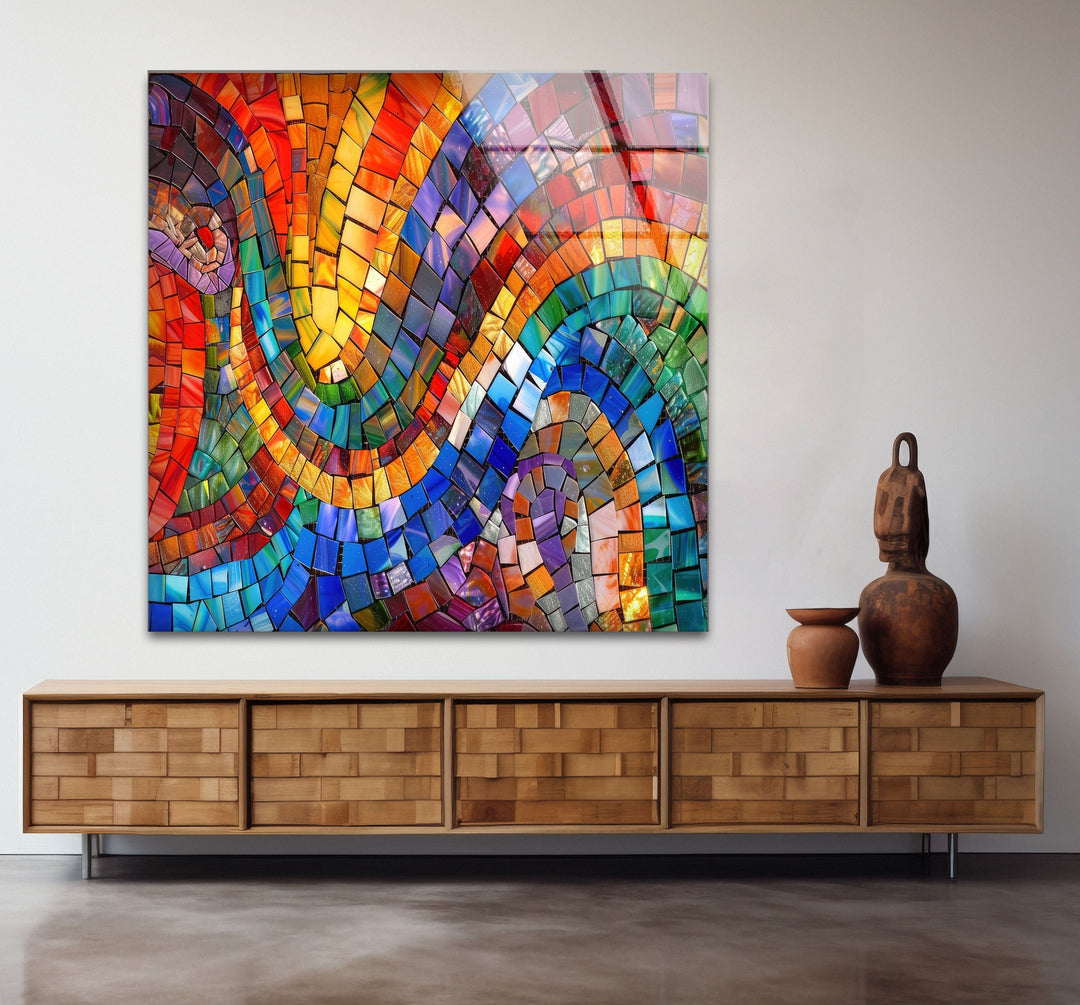 Circle Design Colored Stones Glass Wall Art glass photo prints, glass picture prints
