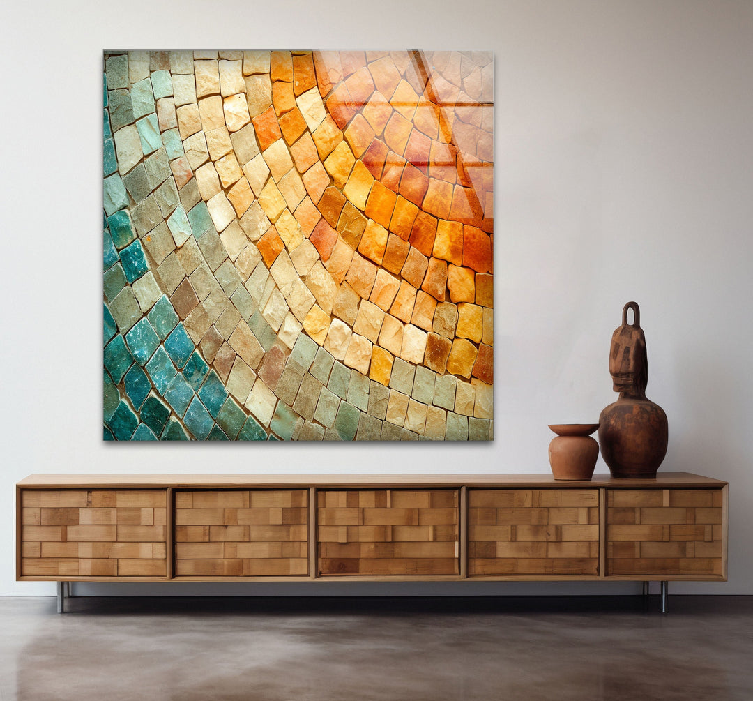 Orange & Beige Stones Glass Wall Art glass photo prints, glass picture prints
