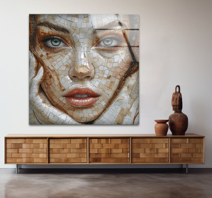 Mosaic Woman Art Glass Wall Art custom glass pictures, glass art prints
