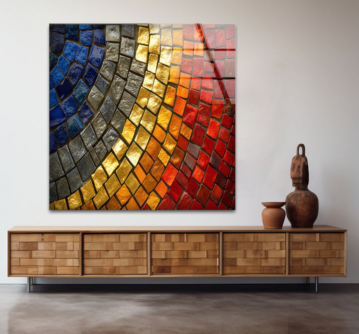 Red & Yellow Stones Glass Wall Art print on glass, glass printed photos
