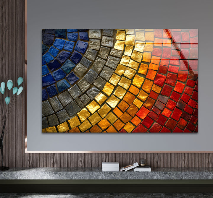 Red & Yellow Stones Glass Wall Art print picture on glass, Tempered Glass Wall Art
