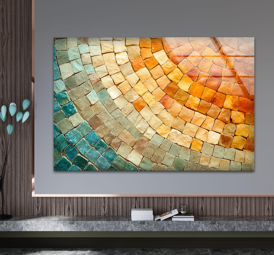 Orange & Beige Stones Glass Wall Art glass image printing, glass prints from photos
