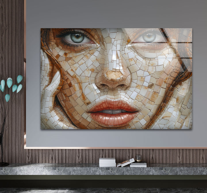 Mosaic Woman Art Glass Wall Art large glass photo prints, glass wall photos
