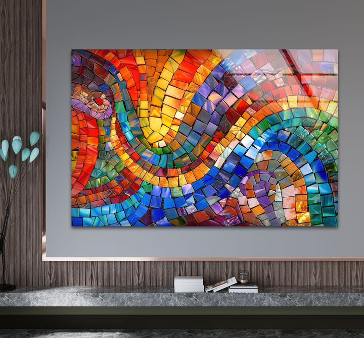 Circle Design Colored Stones Glass Wall Art glass image printing, glass prints from photos
