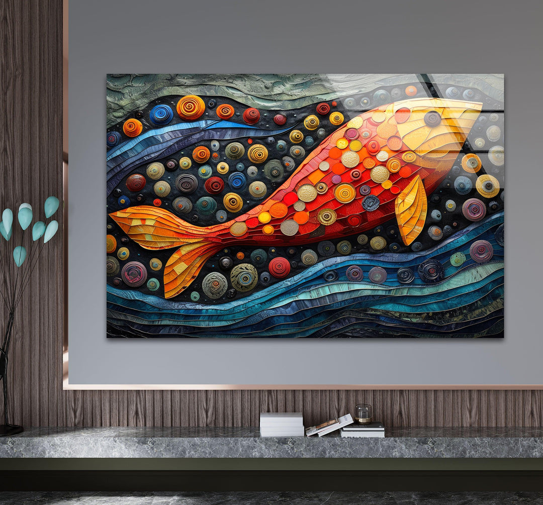 Colorful Clownfish Glass Wall Art custom glass pictures, glass art prints