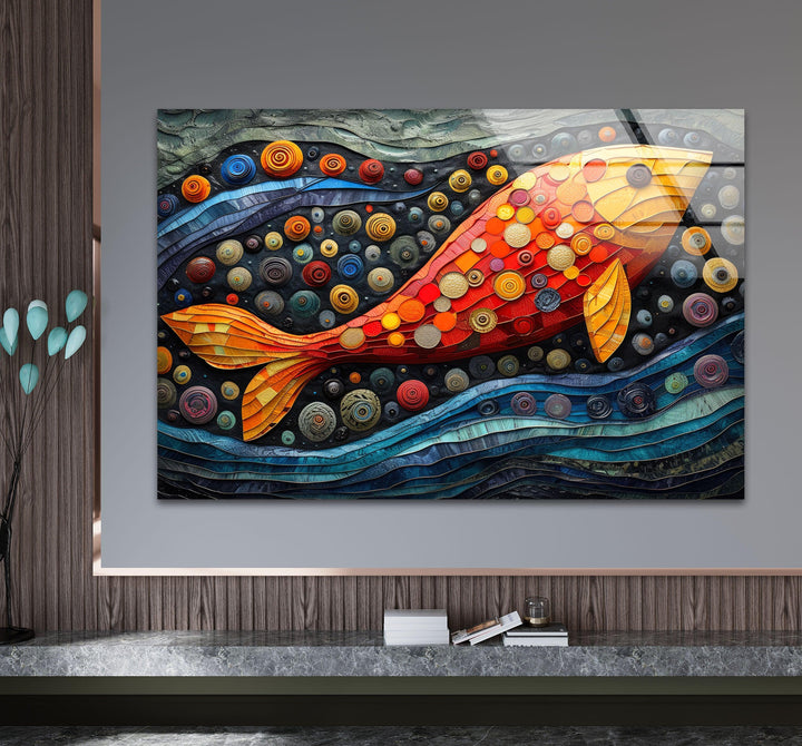 Colorful Clownfish Glass Wall Art custom glass pictures, glass art prints