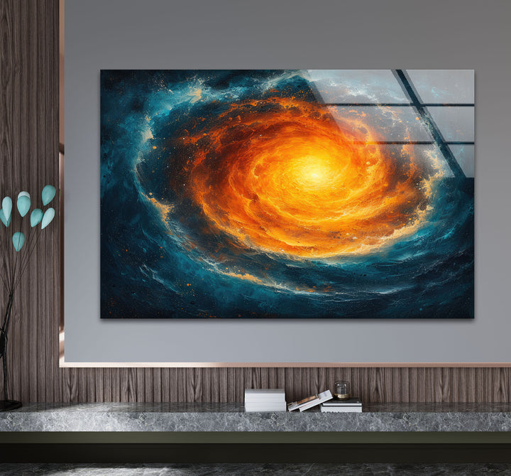 Spiral Galaxy Abstract Glass Wall Art