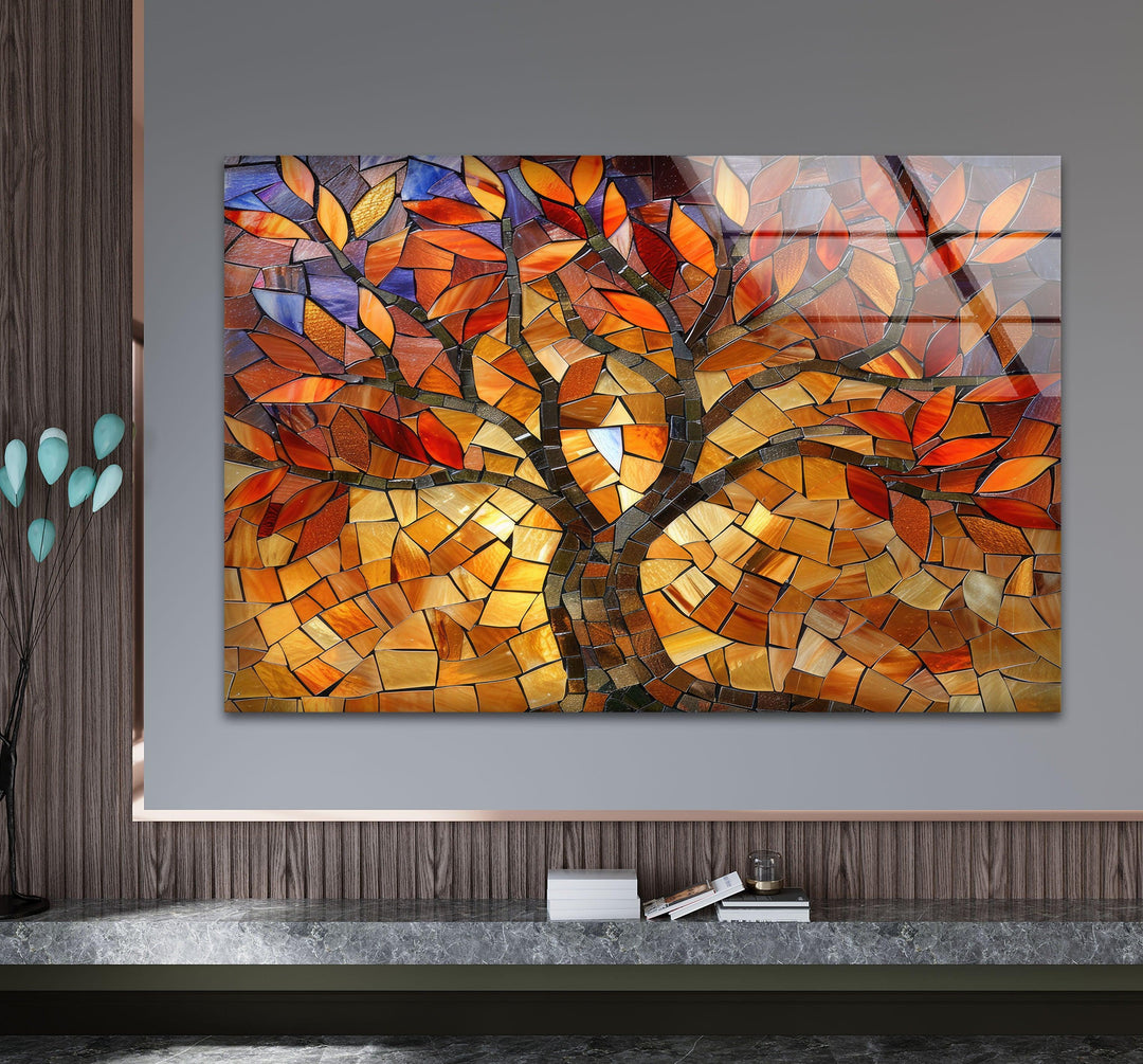 Mosaic Tree of Life Glass Wall Art stained glass wall art, stained glass wall decor