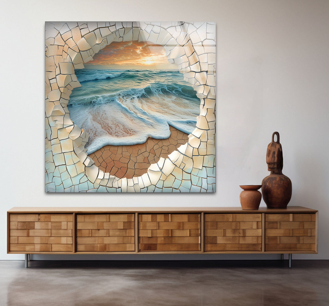 Cracked Stones & Ocean Glass Wall Art art glass wall art, glass wall art pictures
