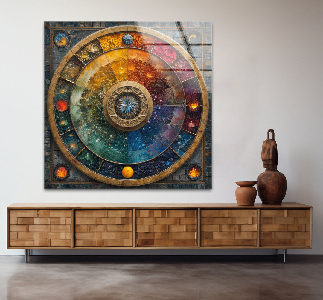 Colored Stained Stones Glass Wall Art glass art painting, glass art for the Wall
