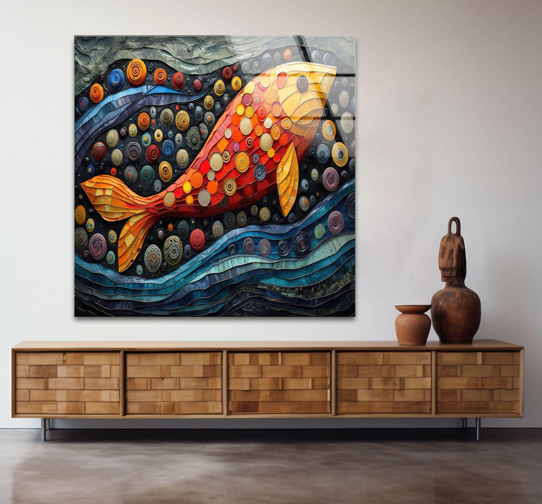 Colorful Clownfish Glass Wall Art photo print on glass, prints on glass wall art