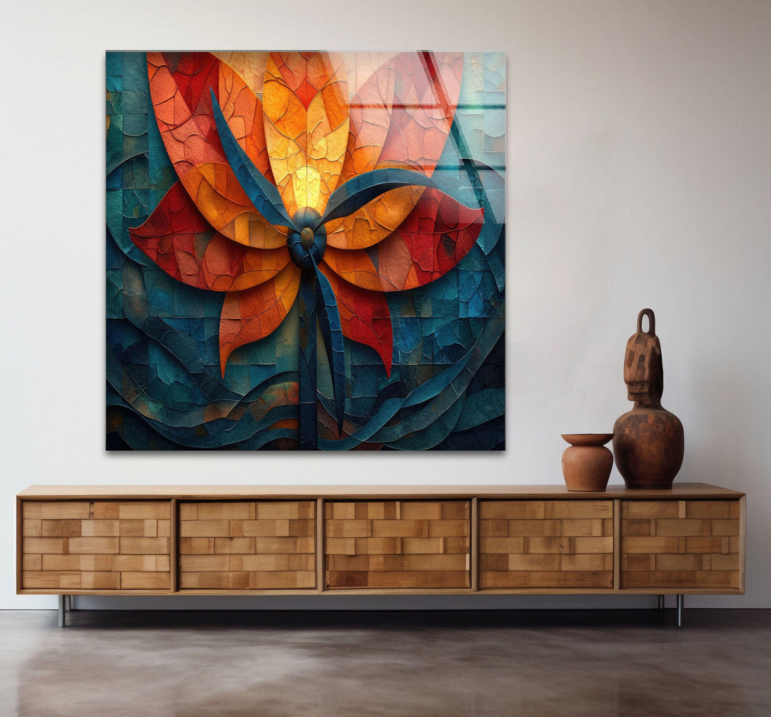 Colorful Mosaic Flower Glass Wall Art, art glass wall art, glass wall art pictures