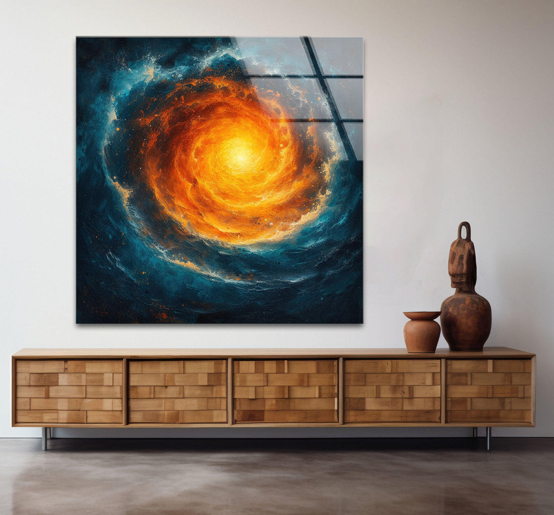 Spiral Galaxy Abstract Glass Wall Art