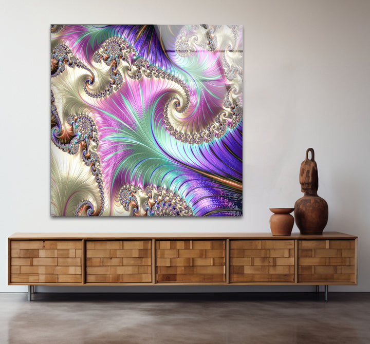 Fractal Abstract Wall Decor Glass Wall Art picture on glass wall art, photos printed on glass
