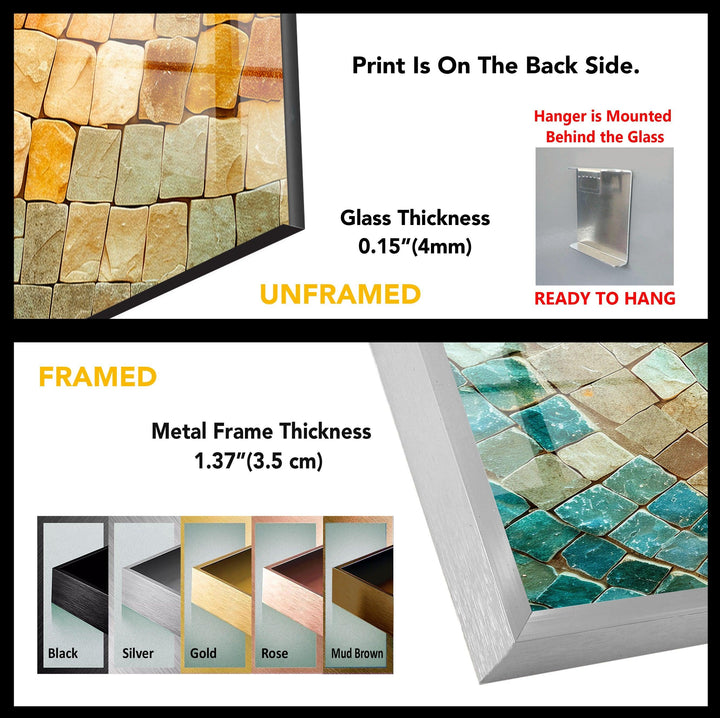 Orange & Beige Stones Glass Wall Art