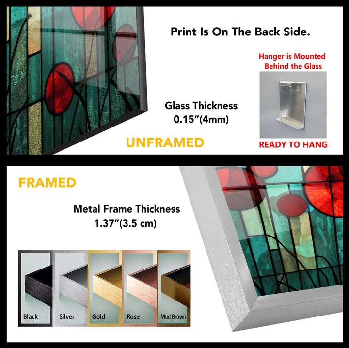 Stained Red Circles Glass Wall Art