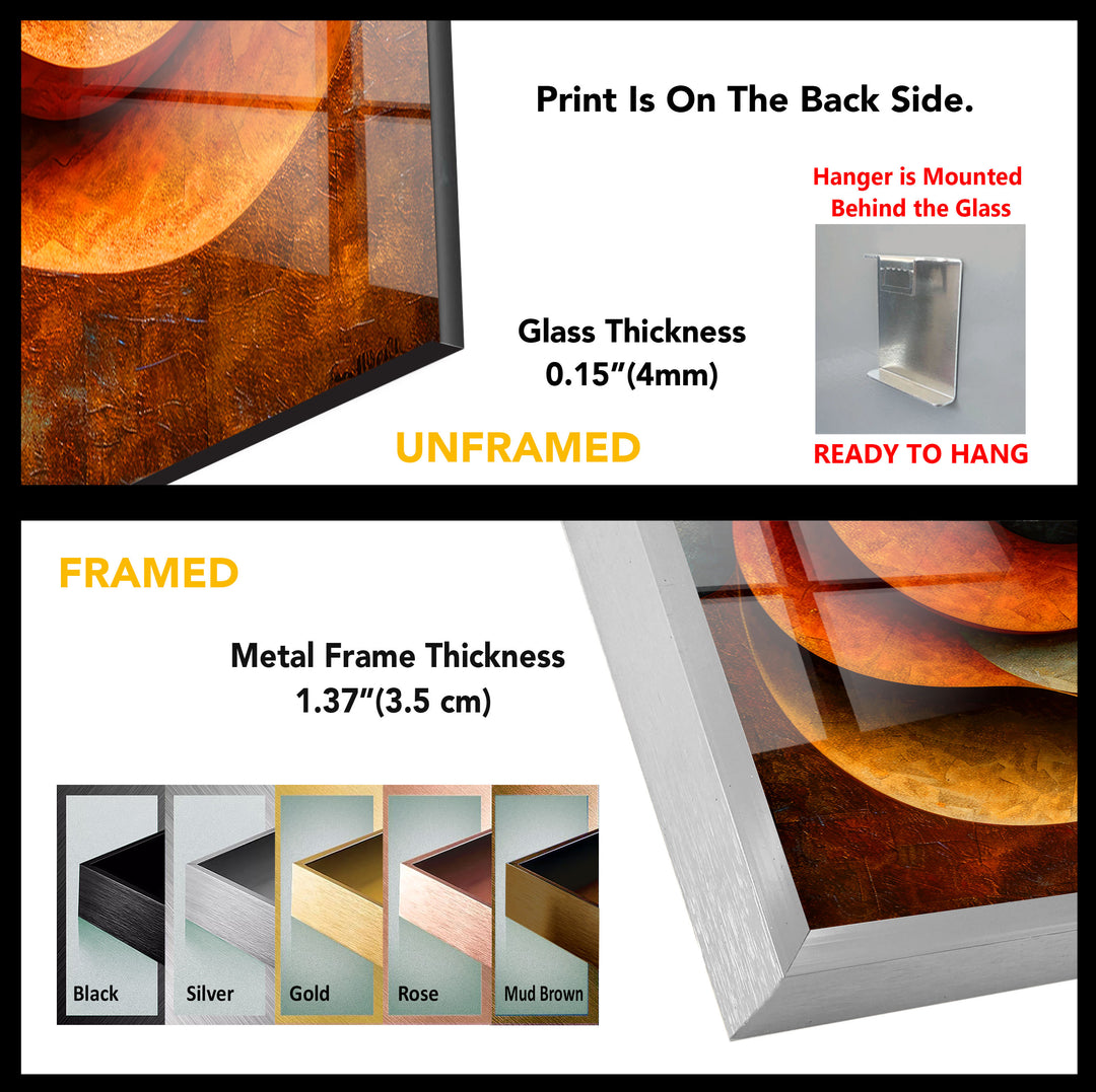 Abstract Orange Horizons Glass Wall Art